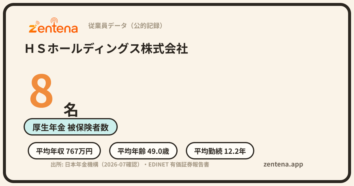 ＨＳホールディングス株式会社の従業員データカード