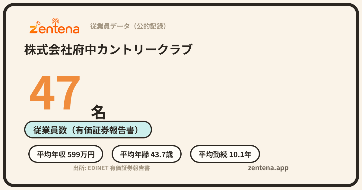 株式会社府中カントリークラブの従業員データカード