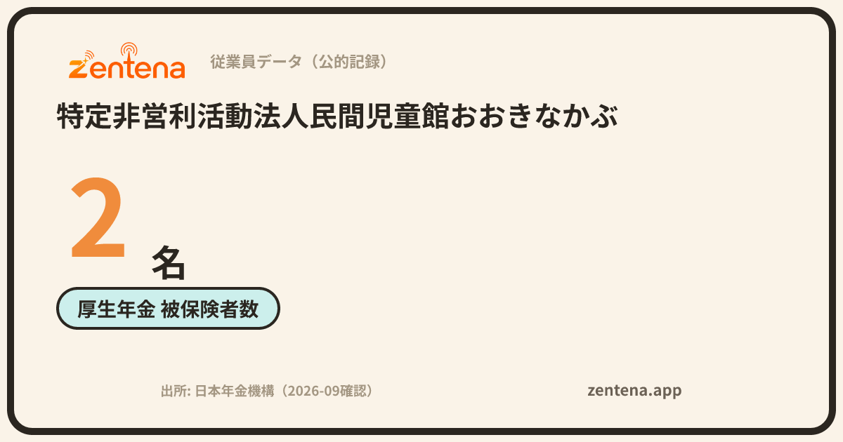 特定非営利活動法人民間児童館おおきなかぶの従業員データカード