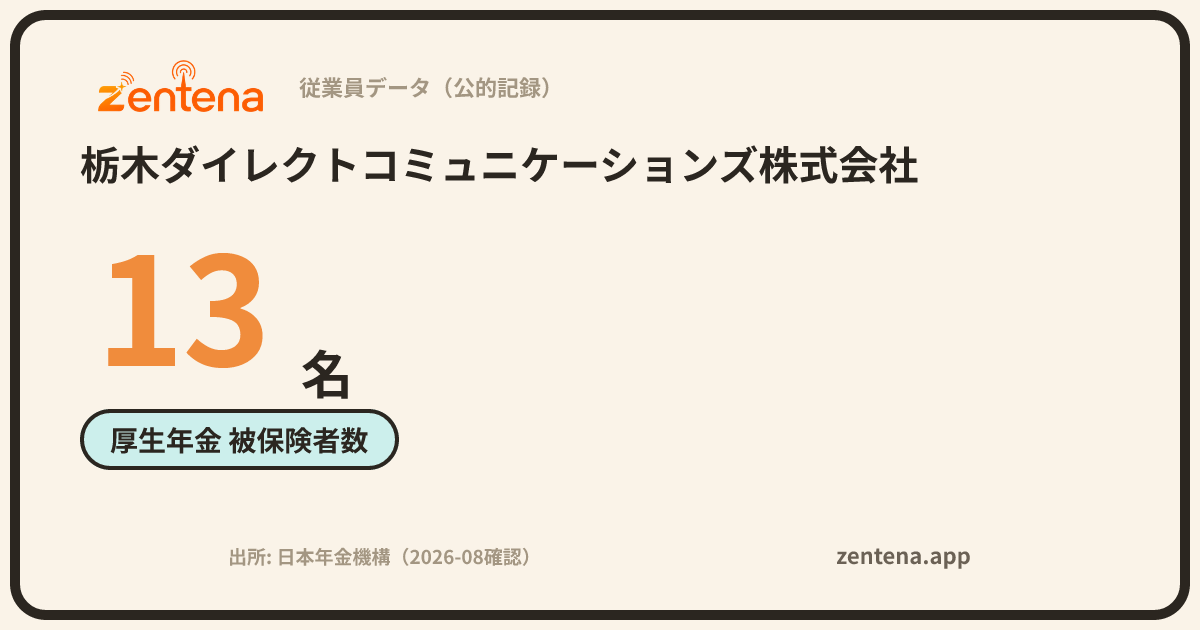 栃木ダイレクトコミュニケーションズ株式会社の従業員データカード