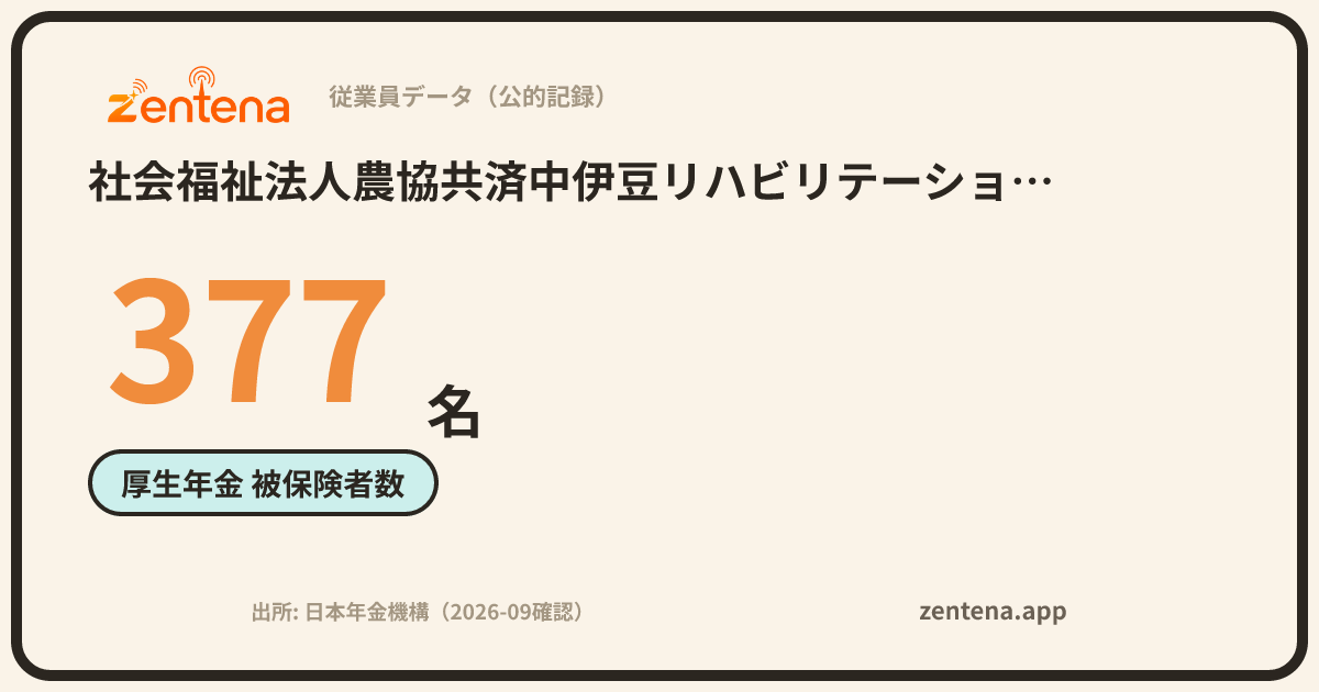 社会福祉法人農協共済中伊豆リハビリテーションセンターの従業員データカード