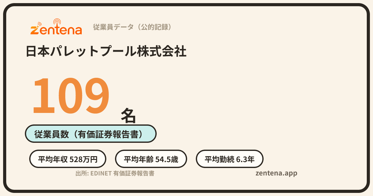 日本パレットプール株式会社の従業員データカード