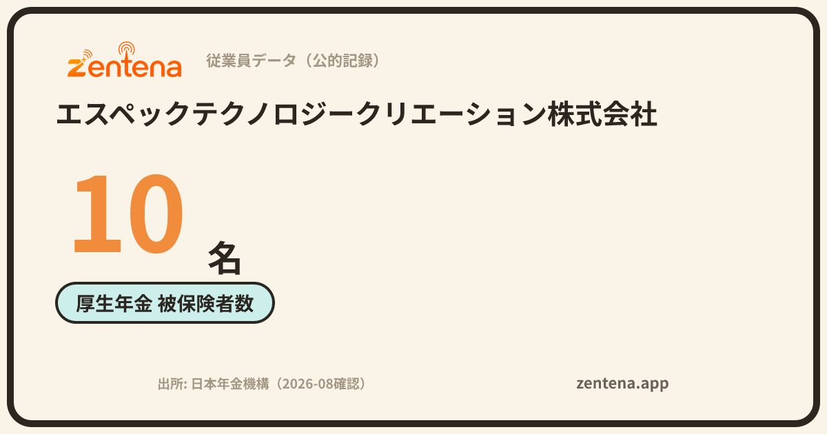 エスペックテクノロジークリエーション株式会社の従業員データカード