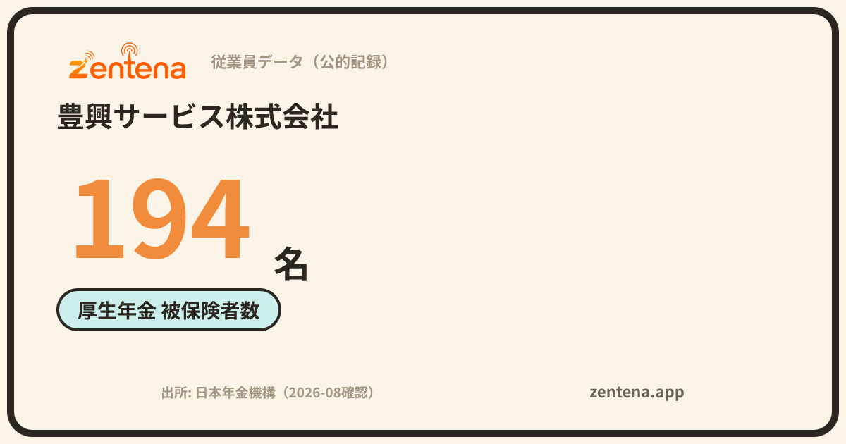 豊興サービス株式会社の従業員データカード