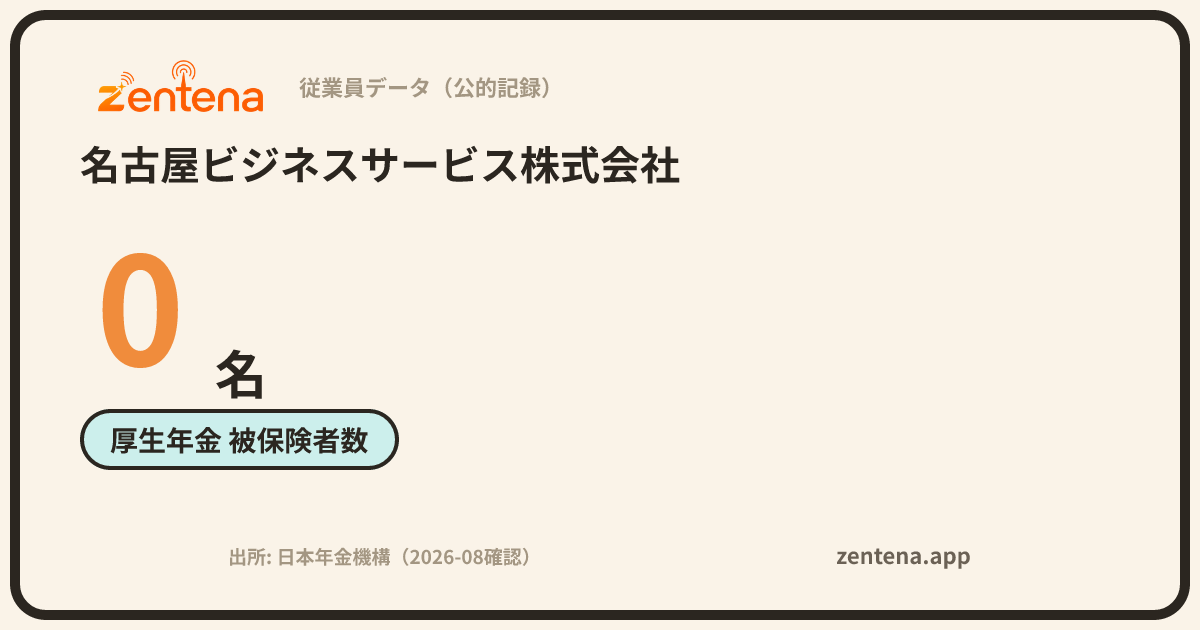 名古屋ビジネスサービス株式会社の従業員データカード