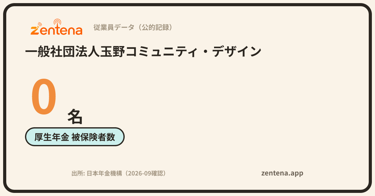 一般社団法人玉野コミュニティ・デザインの従業員データカード