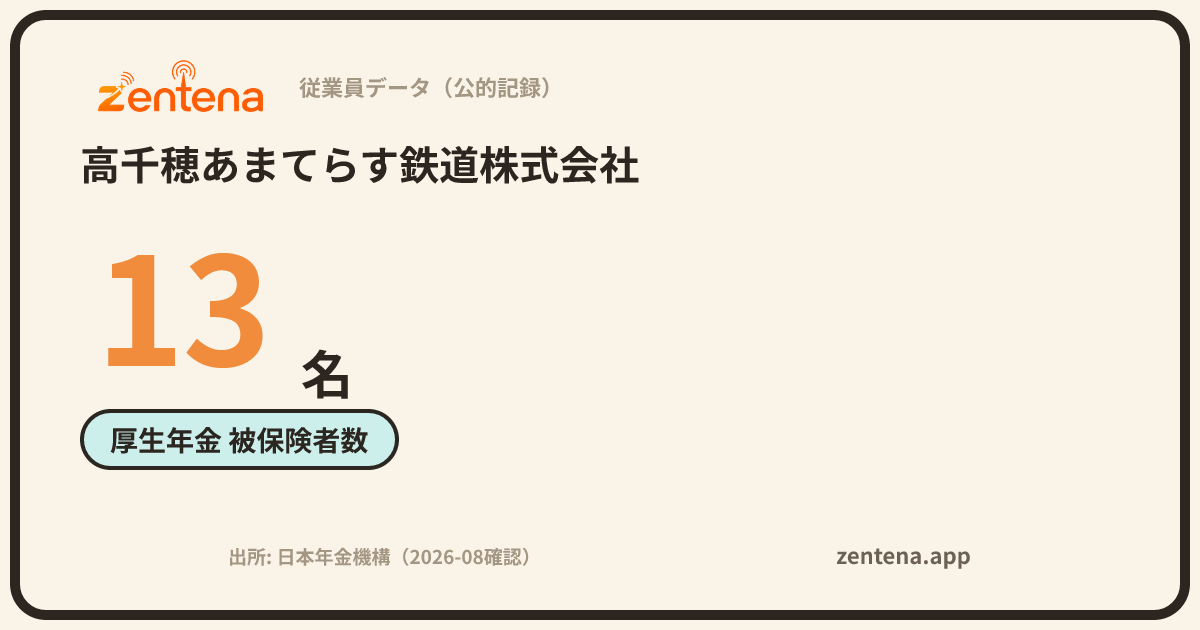 高千穂あまてらす鉄道株式会社の従業員データカード