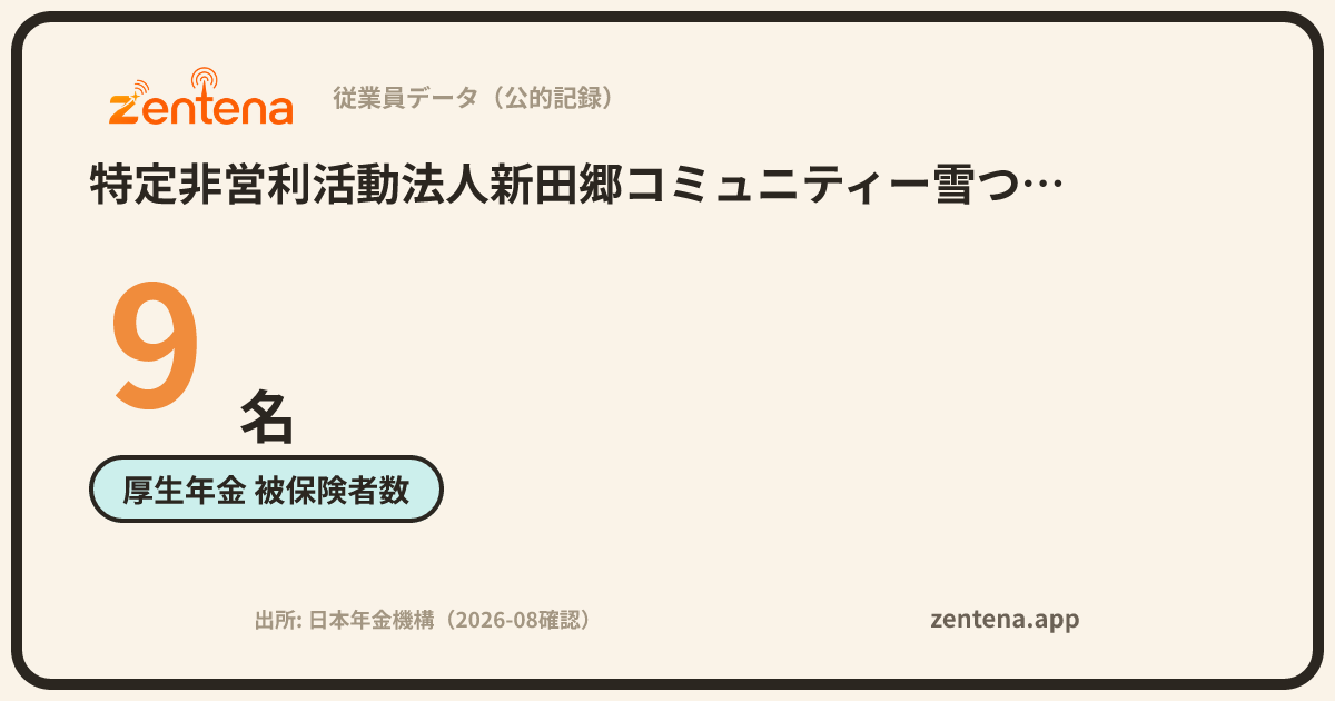 特定非営利活動法人新田郷コミュニティー雪つばきの里の従業員データカード