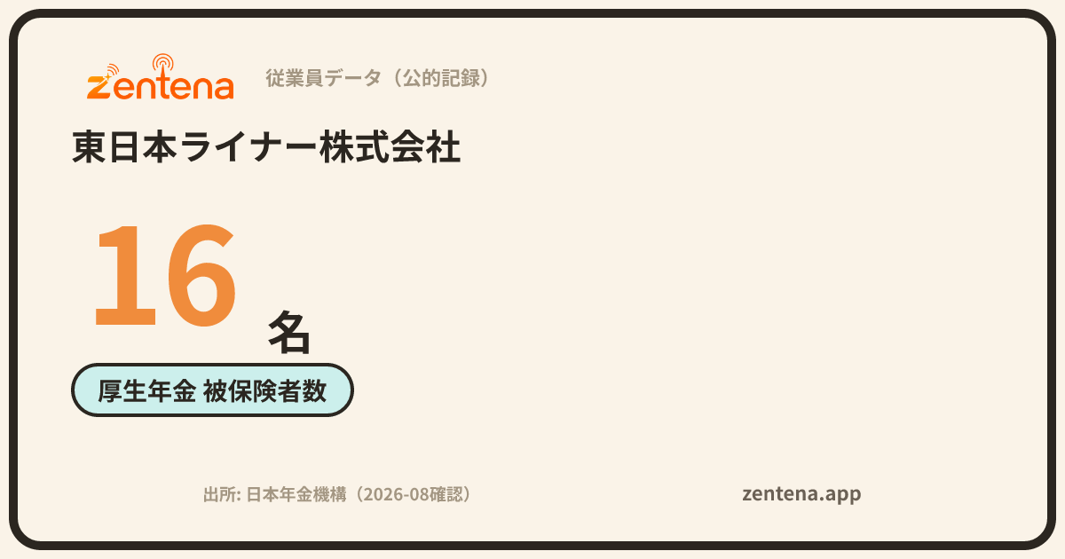 東日本ライナー株式会社の従業員データカード