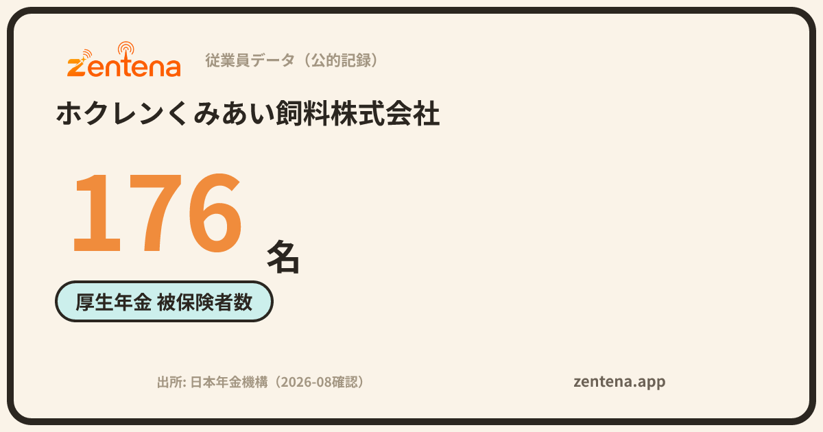 ホクレンくみあい飼料株式会社の従業員データカード
