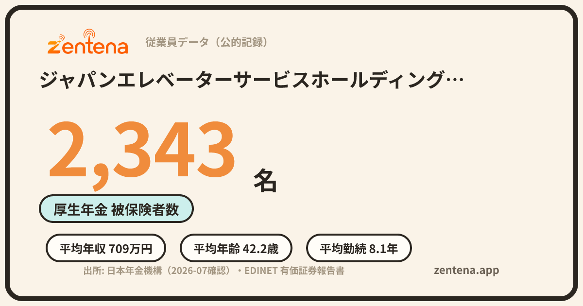 ジャパンエレベーターサービスホールディングス株式会社の従業員データカード