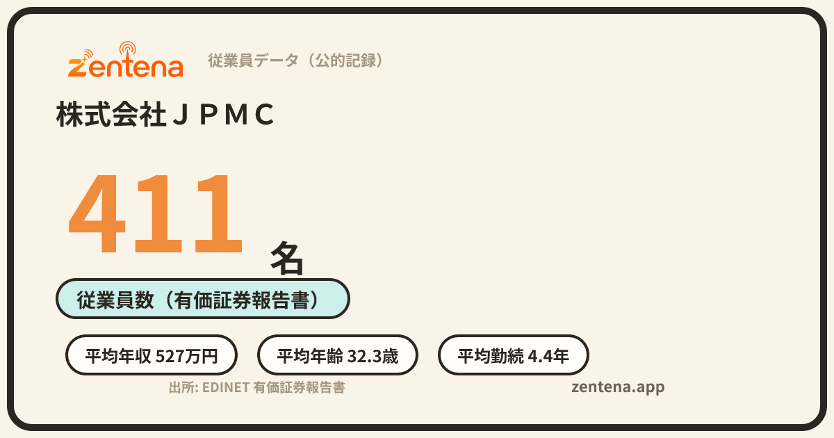株式会社ＪＰＭＣの従業員データカード