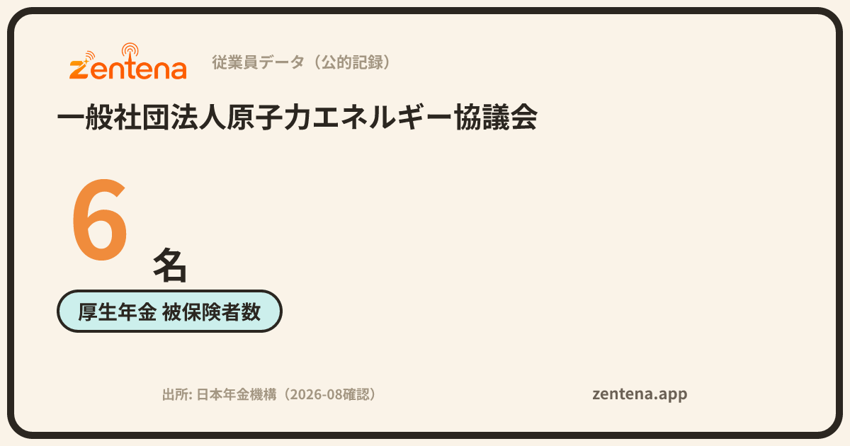 一般社団法人原子力エネルギー協議会の従業員データカード