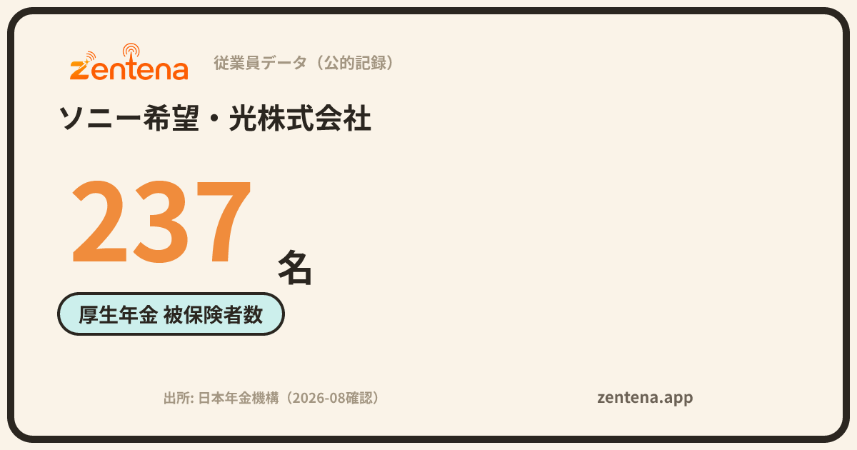 ソニー希望・光株式会社の従業員データカード