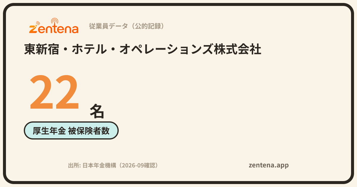 東新宿・ホテル・オペレーションズ株式会社の従業員データカード