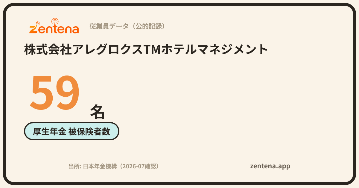 株式会社アレグロクスTMホテルマネジメントの従業員データカード
