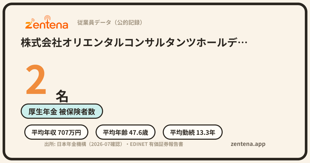 株式会社オリエンタルコンサルタンツホールディングスの従業員データカード
