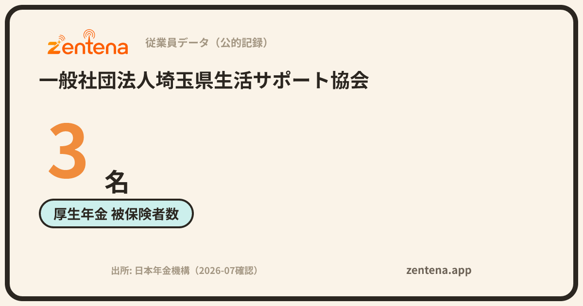 一般社団法人埼玉県生活サポート協会の従業員データカード