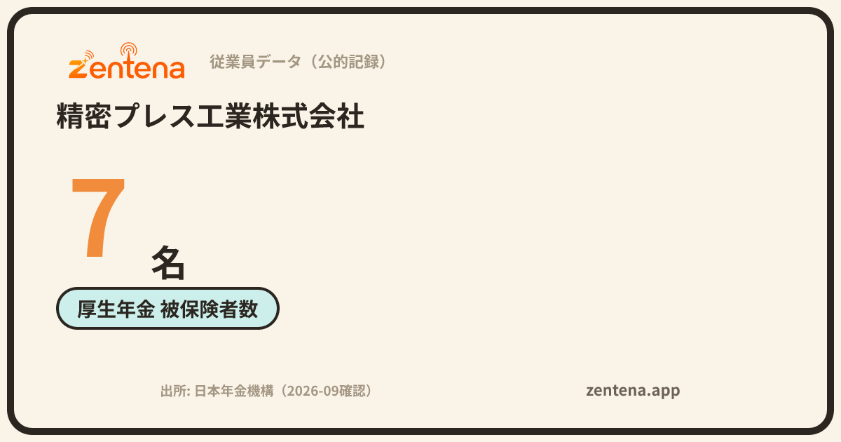 精密プレス工業株式会社の従業員データカード