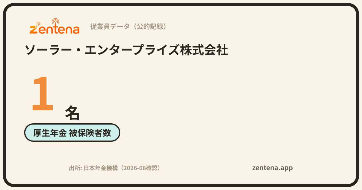 ソーラー・エンタープライズ株式会社の従業員データカード
