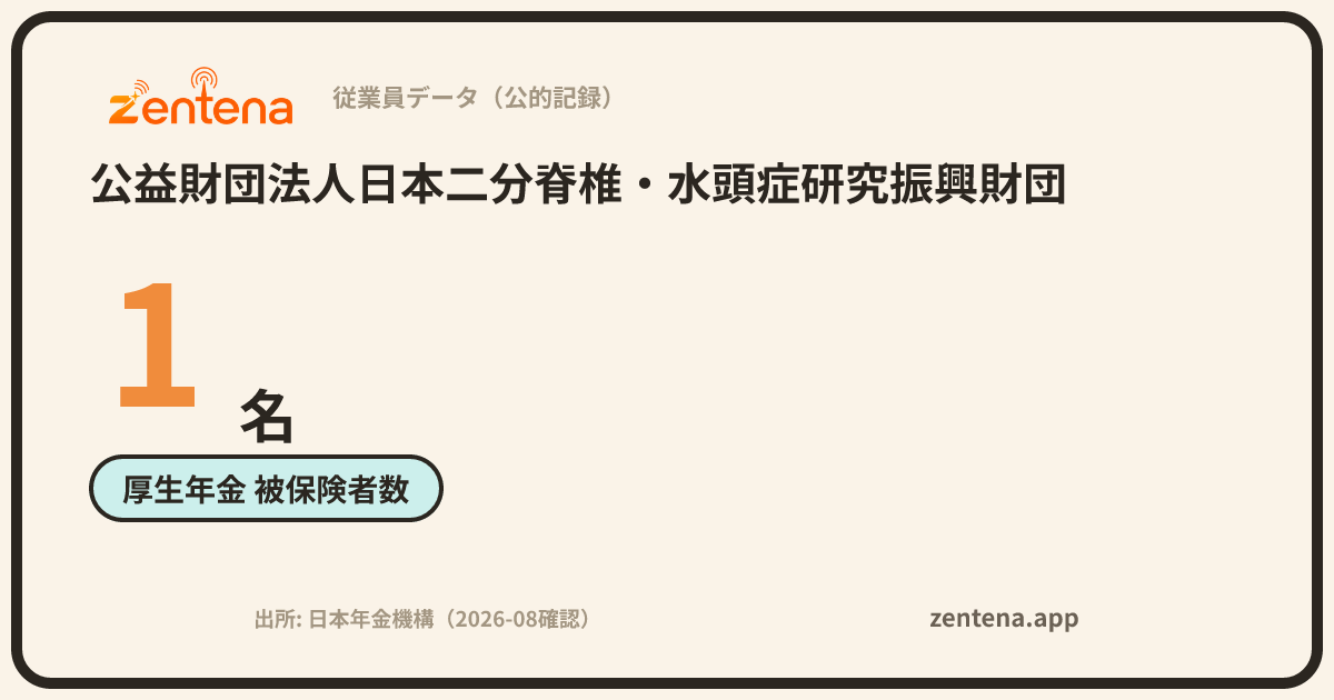 公益財団法人日本二分脊椎・水頭症研究振興財団の従業員データカード