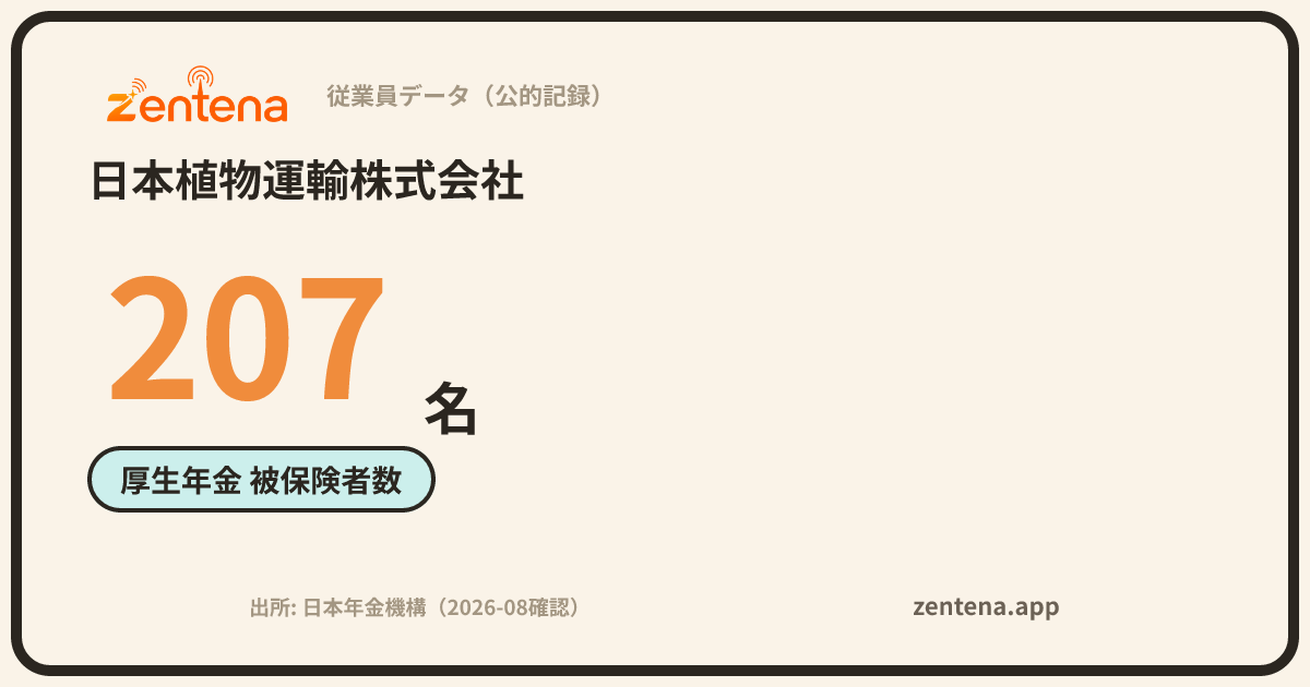日本植物運輸株式会社の従業員データカード