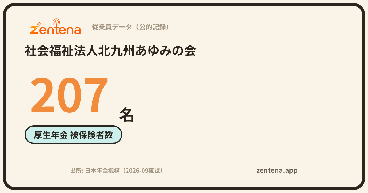 社会福祉法人北九州あゆみの会の従業員データカード