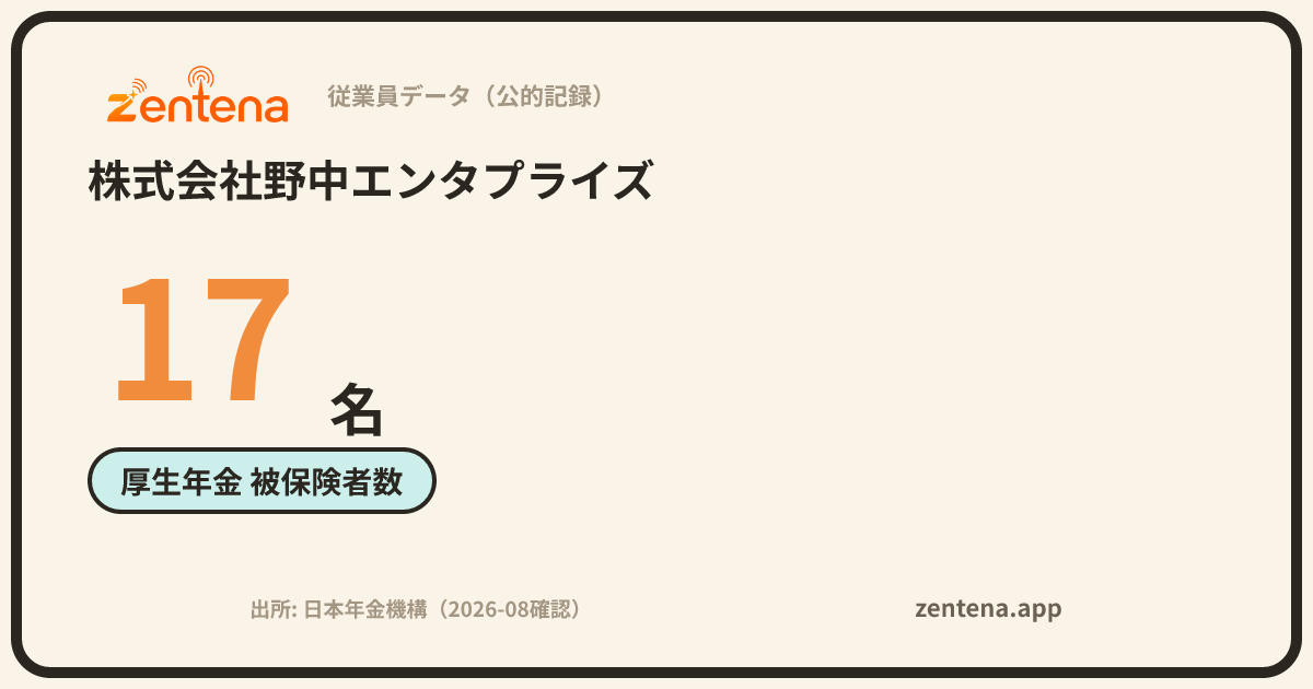 株式会社野中エンタプライズの従業員データカード