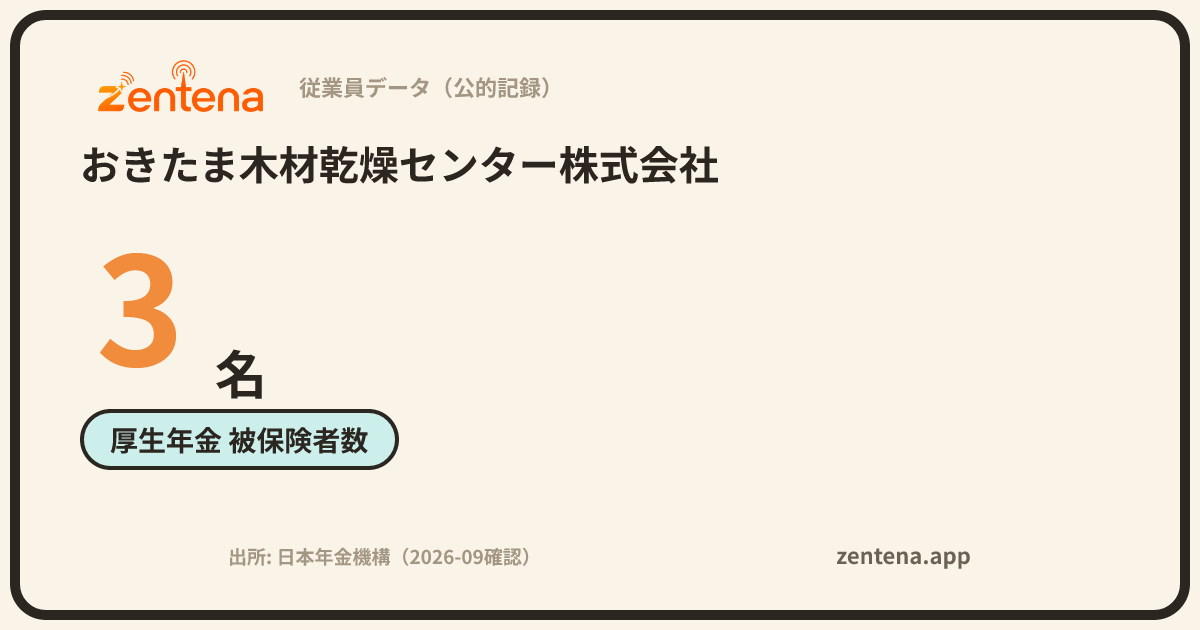 おきたま木材乾燥センター株式会社の従業員データカード