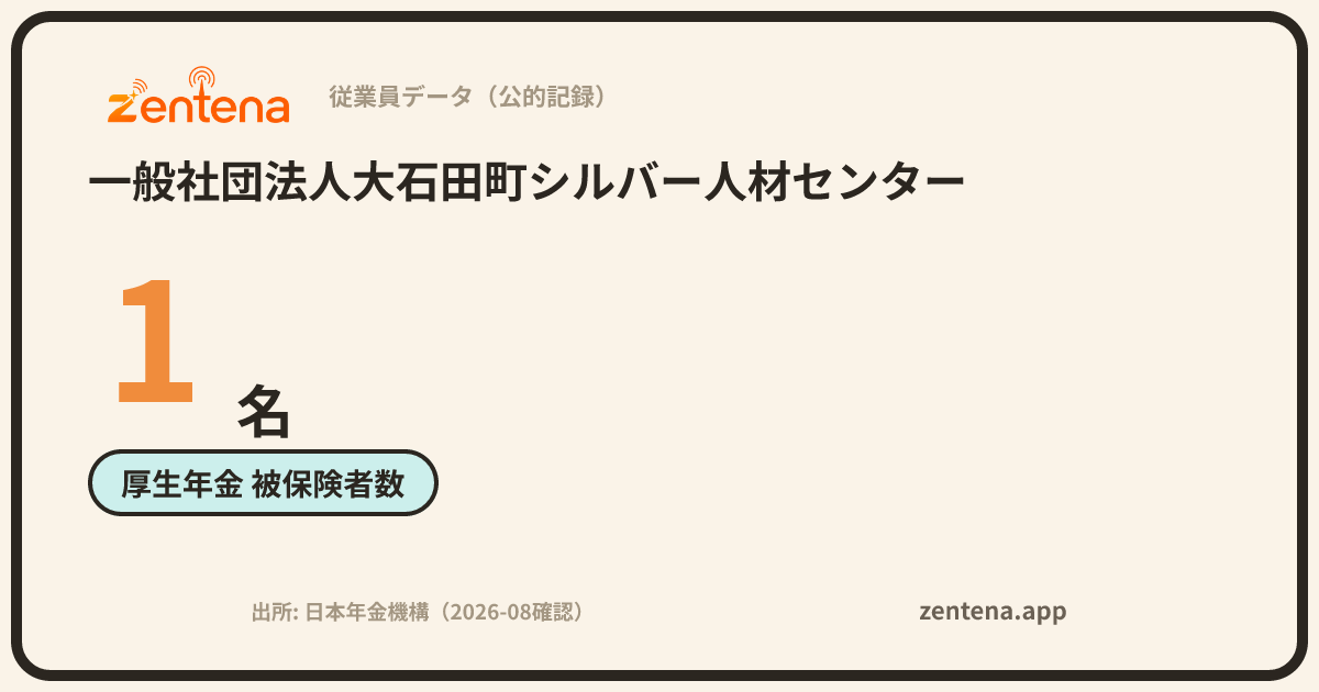 一般社団法人大石田町シルバー人材センターの従業員データカード