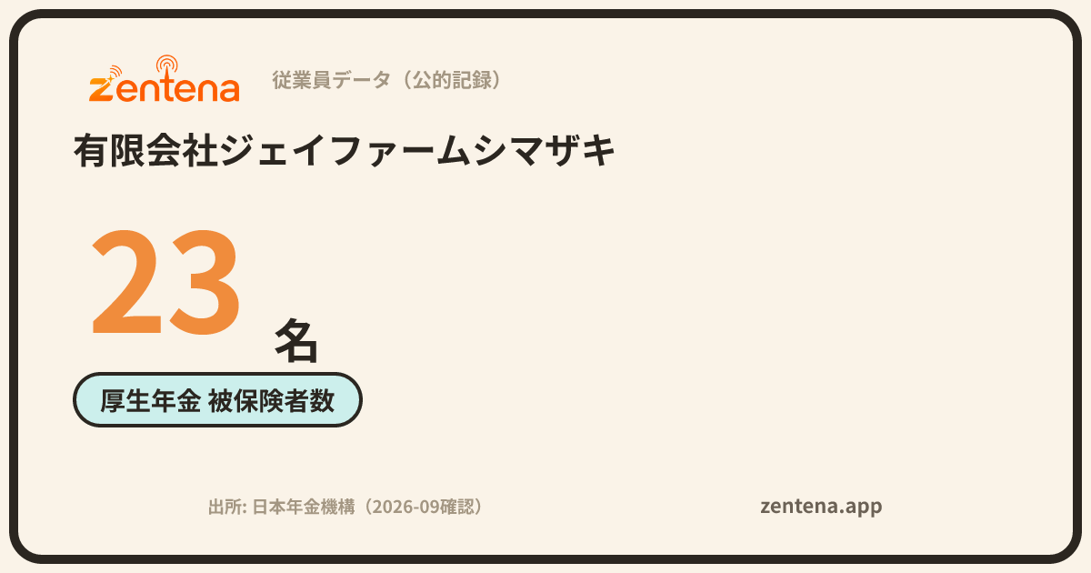 有限会社ジェイファームシマザキの従業員データカード