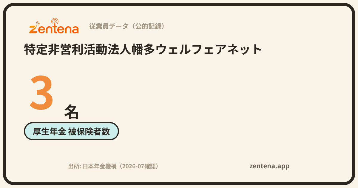 特定非営利活動法人幡多ウェルフェアネットの従業員データカード