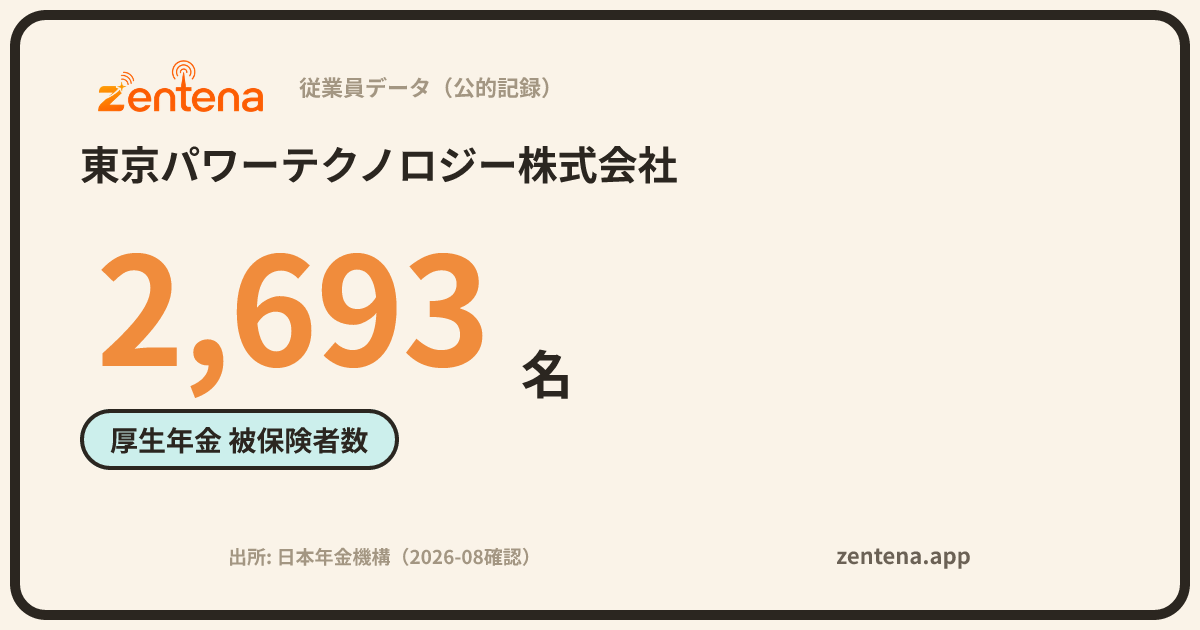東京パワーテクノロジー株式会社の従業員データカード