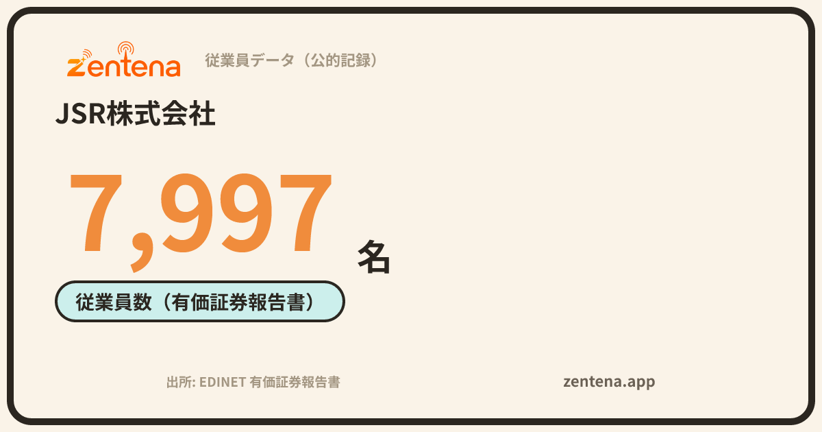JSR株式会社の従業員データカード