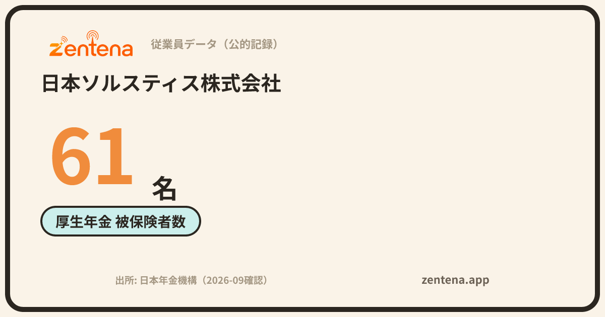 日本ソルスティス株式会社の従業員データカード