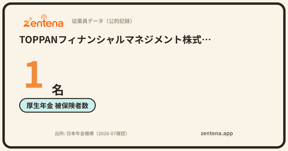 TOPPANフィナンシャルマネジメント株式会社の従業員データカード