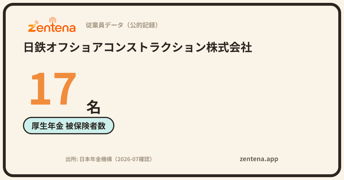 日鉄オフショアコンストラクション株式会社の従業員データカード