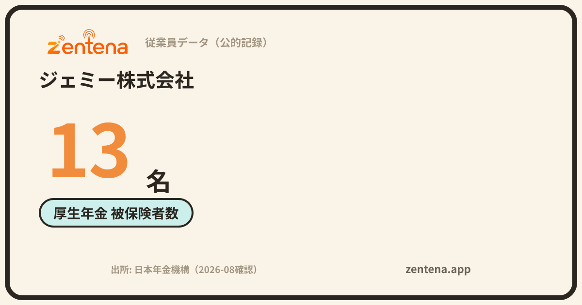 ジェミー株式会社の従業員データカード