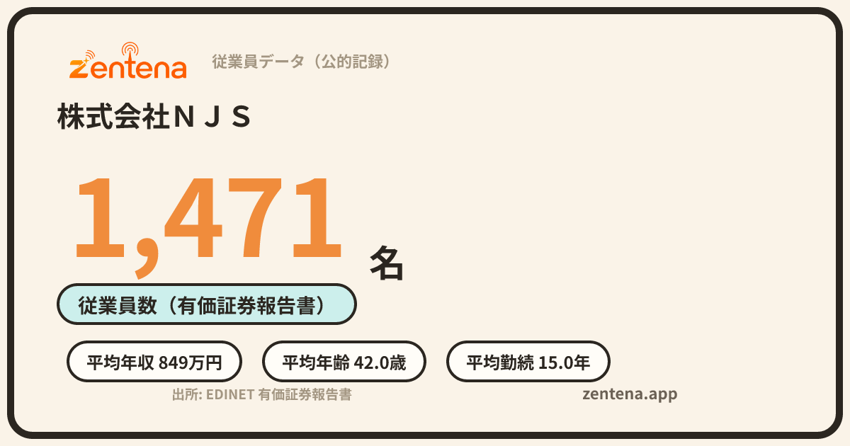 株式会社ＮＪＳの従業員データカード