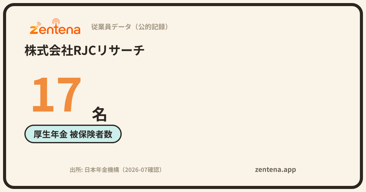 株式会社RJCリサーチの従業員データカード