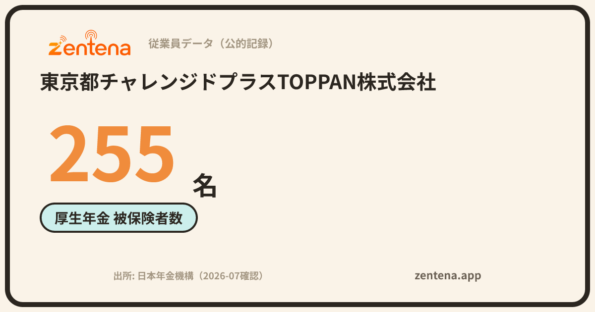 東京都チャレンジドプラスTOPPAN株式会社の従業員データカード
