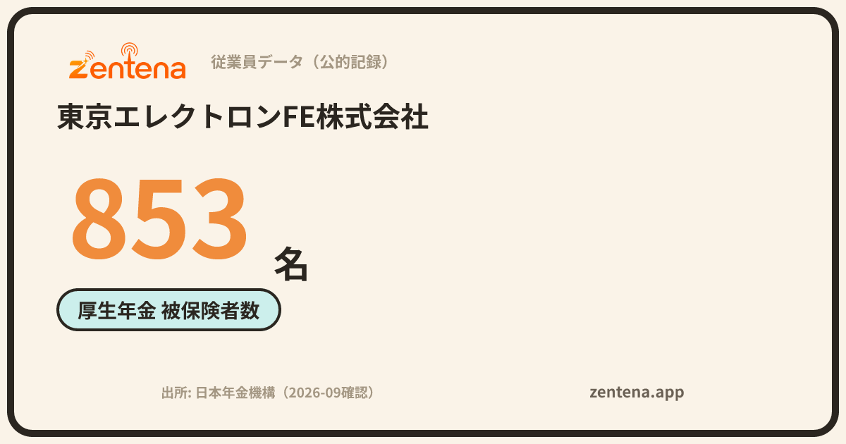 東京エレクトロンFE株式会社の従業員データカード