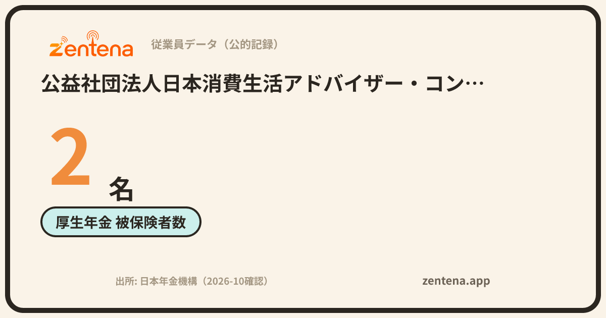 公益社団法人日本消費生活アドバイザー・コンサルタント・相談員協会の従業員データカード