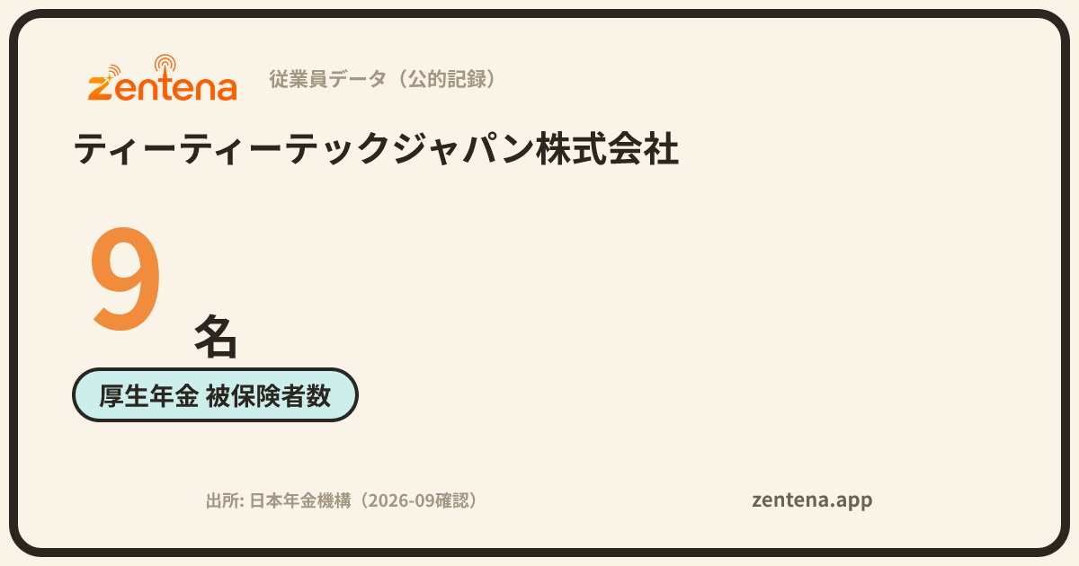 ティーティーテックジャパン株式会社の従業員データカード
