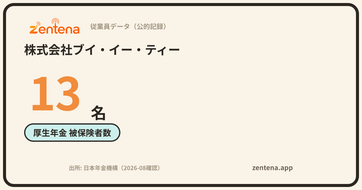 株式会社ブイ・イー・ティーの従業員データカード