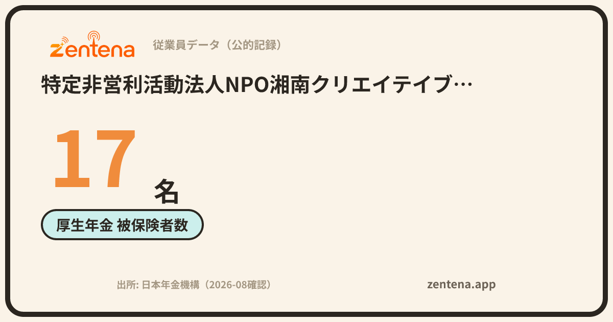特定非営利活動法人NPO湘南クリエイテイブサービスの従業員データカード