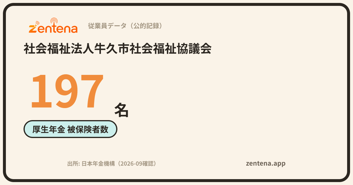 社会福祉法人牛久市社会福祉協議会の従業員データカード