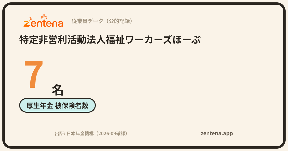 特定非営利活動法人福祉ワーカーズほーぷの従業員データカード