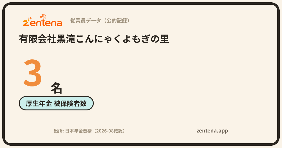 有限会社黒滝こんにゃくよもぎの里の従業員データカード