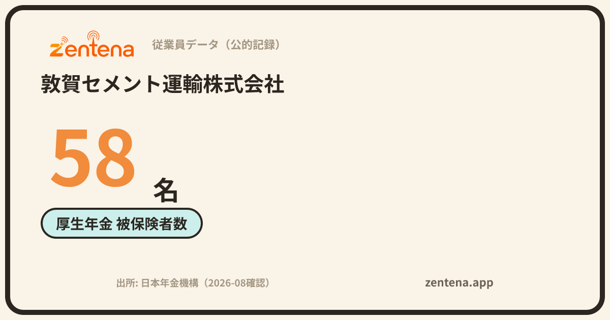敦賀セメント運輸株式会社の従業員データカード
